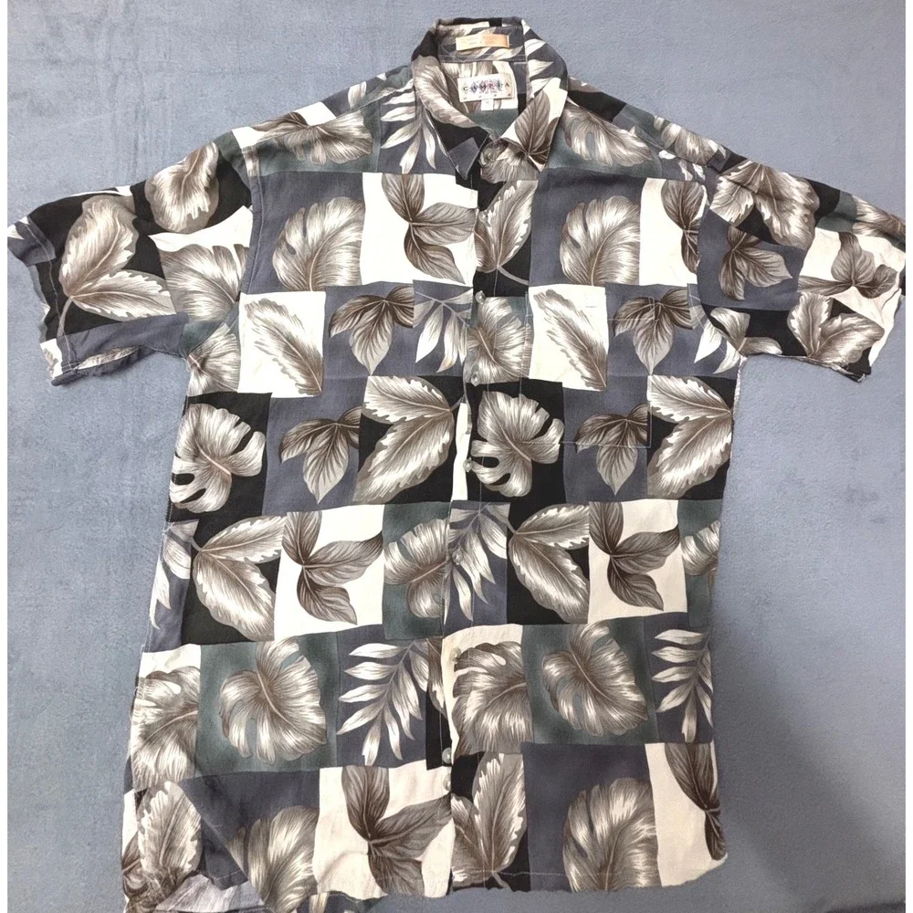 Campia Moda Hawaiian Shirt Men's Medium 100% Rayon Tropical Aloha Camp Shirt